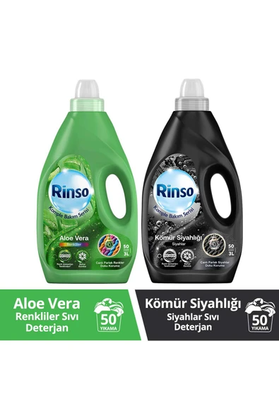 Rinso Sıvı Çamaşır Deterjanı Aloe Vera Renkliler 3lx1 Sıvı Çamaşır Kömür Siyahlığı 3l X1 ürün görseli 1