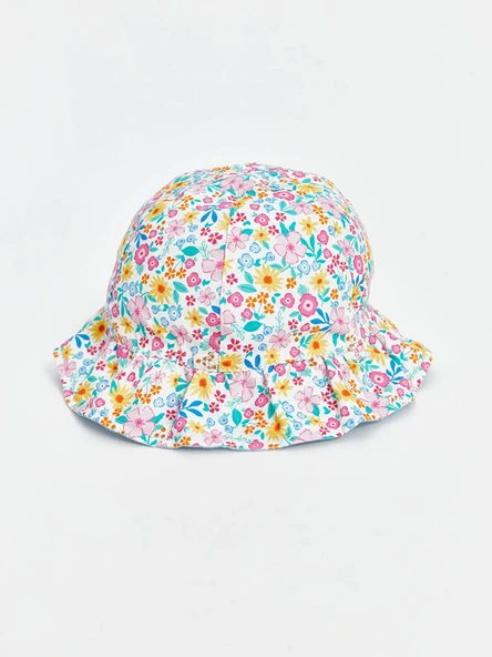 LCW baby Ekru Çiçek Baskılı Kız Bebek Bucket Şapka ürün görseli 1