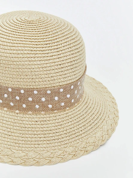 LCW ACCESSORIES Bej Kız Çocuk Hasır Şapka - Resim 3