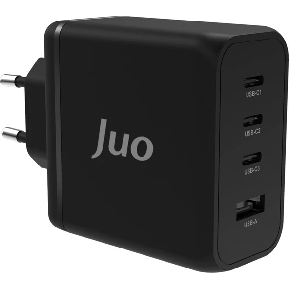 Juo 100W 4 Portlu Usb-C + Usb-A Gan Şarj Aleti iPhone & Macbook & Notebook Uyumlu Pd Type-C Hızlı Şarj Cihazı Siyah Teşhir ürün görseli 1
