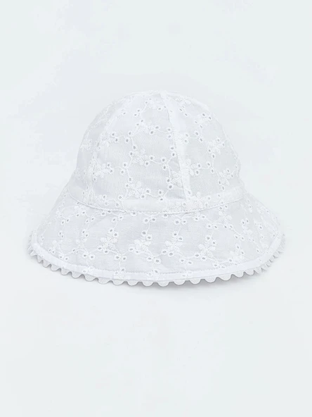 LCW baby Ekru Çiçek Nakışlı Kız Bebek Bucket Şapka ürün görseli 1