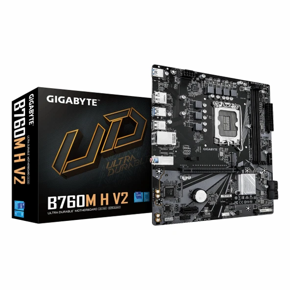 Gigabyte B760M H V2 DDR5 (8000MHz)OC M.2 HDMI/DP PCIe 4.0 1700P mATX Anakart ürün görseli 1
