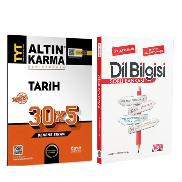 Altın Karma TYT Tarih Deneme ve AKM Dil Bilgisi Soru Bankası Seti 2 Kitap ürün görseli 1