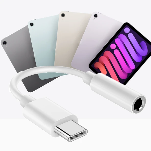 iPad İle Uyumlu TYPE-C Kulaklık Çevirici Dönüştürücü Aparatı Aux Dönüştürücüsü  Beyaz ürün görseli 1