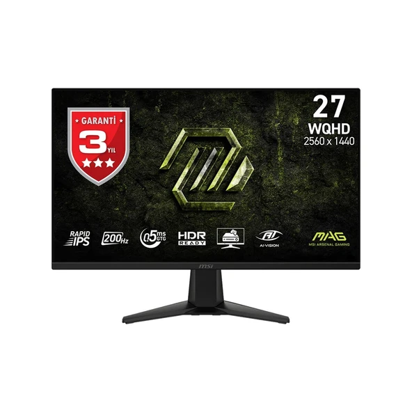 MSI 27 MAG 275QF E20 2560x1440 (WQHD) 16:9 FLAT RAPID IPS 200HZ 0.5MS (GtG Min.) FREESYNC PREMIUM GAMING MONITOR ürün görseli 1