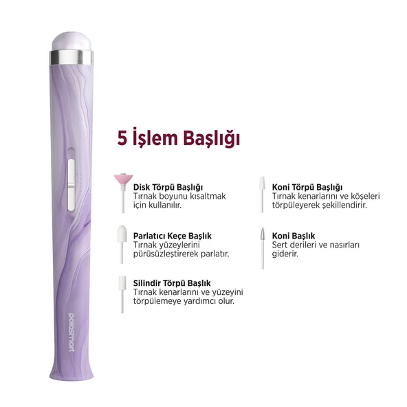 Polosmart PBS817 Işıklı 5 Başlıklı Manikür Pedikür Seti - Resim 3