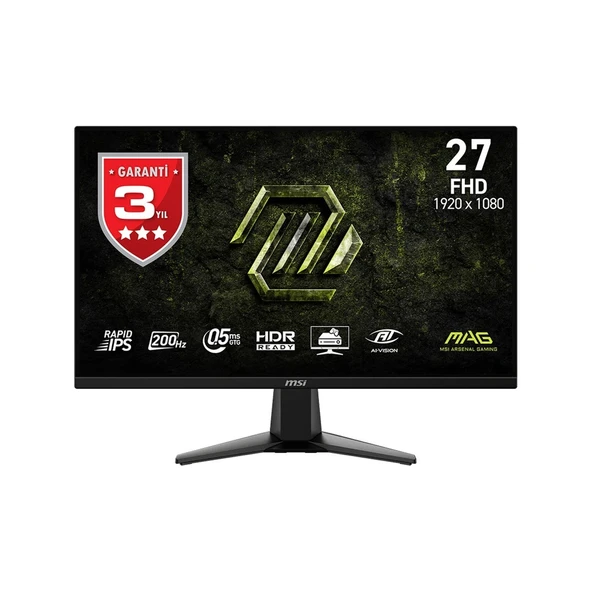 MSI 27 MAG 275F E20 1920x1080 (FHD) 16:9 FLAT RAPID IPS 200HZ 0.5MS (Min.) ADAPTIVE-SYNC GAMING MONITOR ürün görseli 1