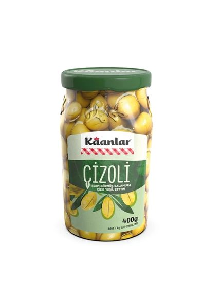 Kaanlar 400 GR Çizoli Salamura Çizik Yeşil Zeytin 231-290 ürün görseli 1