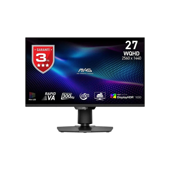 MSI 27 MAG 274QPF X30MV 2560x1440 (WQHD) 16:9 FLAT RAPID VA Mini-LED 300HZ 0.5MS (Min.) ADAPTIVE-SYNC PIVOT GAMING MONITOR ürün görseli 1