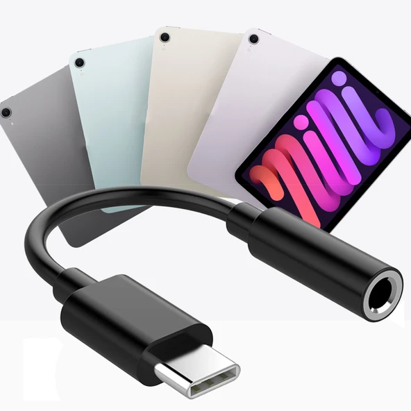 iPad İle Uyumlu TYPE-C Kulaklık Çevirici Dönüştürücü Aparatı Aux Dönüştürücüsü  Siyah ürün görseli 1