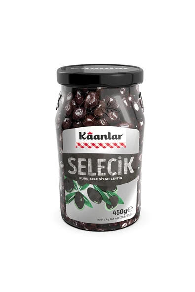 Kaanlar 450 GR SELECİK DOĞAL KURU SELE SİYAH ZEYTİN 351-410 ürün görseli 1