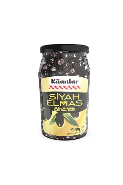 Kaanlar 900 GR Siyah Elmas Doğal Salamura Yağlı İri Siyah Sele Zeytin 201-230 ürün görseli 1