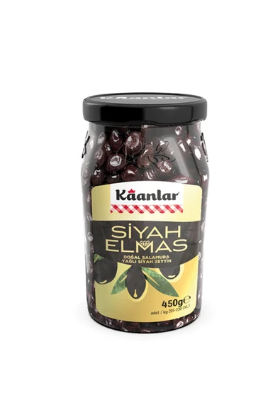 Kaanlar 450 GR Siyah Elmas Doğal Salamura Yağlı İri Siyah Zeytin 201-230 ürün görseli 1