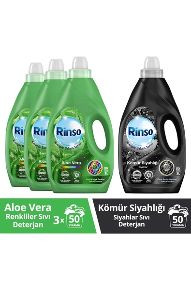 Rinso Sıvı Deterjan Aloe Vera Renki 3lt 3adet Sıvı Deterjan Kömür Siyahlığı Siyah 3lt 1adet ürün görseli 1