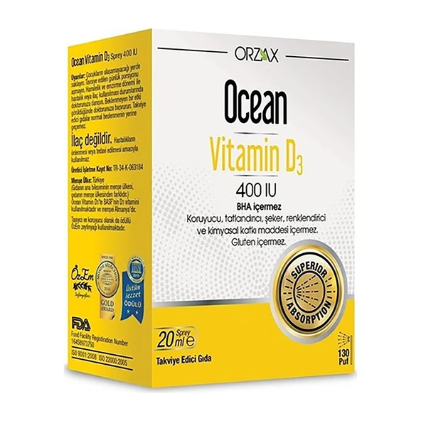 Ocean Vitamin D3 400 IU Sprey 20ml (2 ADET) ürün görseli 1