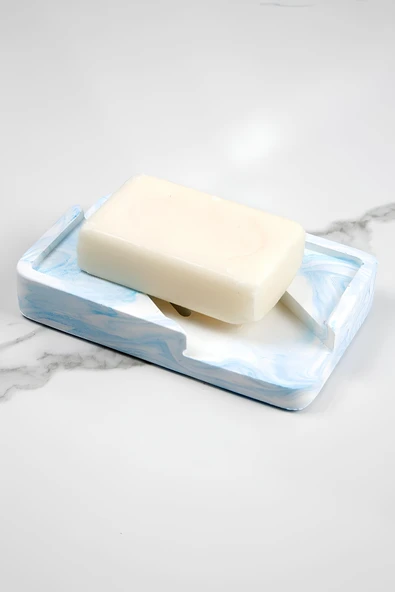 Betonmall Mermer Desenli Banyo Mutfak Tuvalet Beton Katı Sabunluk Su Giderli Süzgeç Model 8x13 cm ürün görseli 1