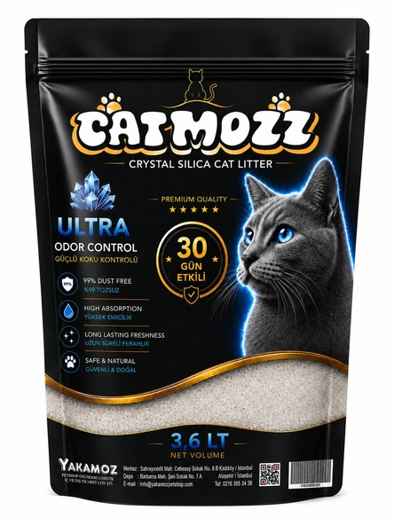 Catmozz Premium Kristal Silika Kedi Kumu 3.6 Lt ürün görseli 1