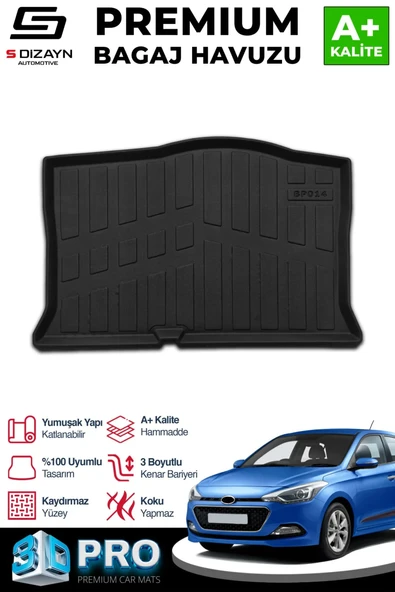 S-Dizayn Hyundai i20 3D Pro Bagaj Havuzu 2014-2020 A+ Kalite ürün görseli 1