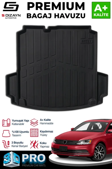 S-Dizayn VW Jetta 3D Pro Bagaj Havuzu Cepli 2011 Üzeri A+ Kalite ürün görseli 1