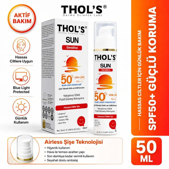 THOL’S Sun Sensitive Yatıştırıcı Etkili Fluid Güneş Koruyucu SPF50+ 50 ml ürün görseli 1