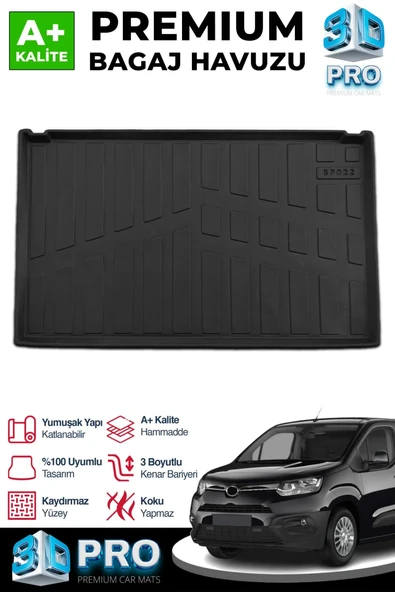 S-Dizayn Toyota Proace City Seperatörlü 3D Pro Bagaj Havuzu 2019 Üzeri A+ Kalite ürün görseli 1