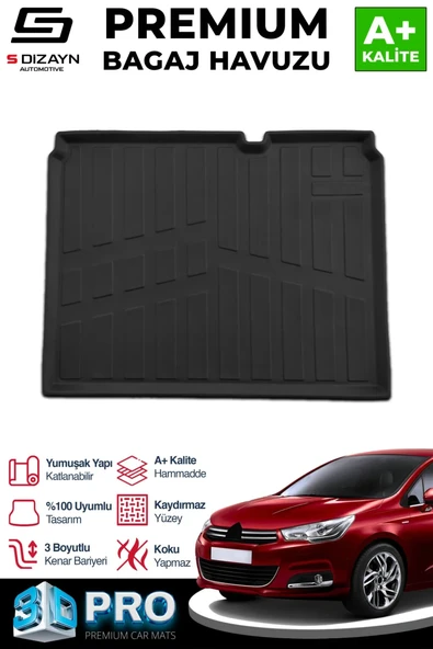 S-Dizayn Citroen C4 3D Pro Bagaj Havuzu 2010-2018 A+ Kalite ürün görseli 1