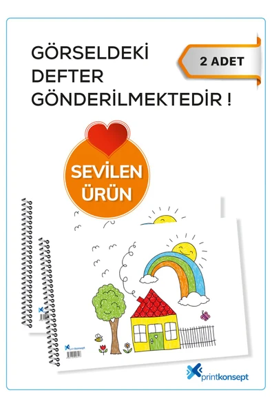 printkonsept 2'li Resim Defteri Spiralli Karton Kapak 23x33 Cm 15 Yaprak Resim Defteri Büyük Boy ürün görseli 1