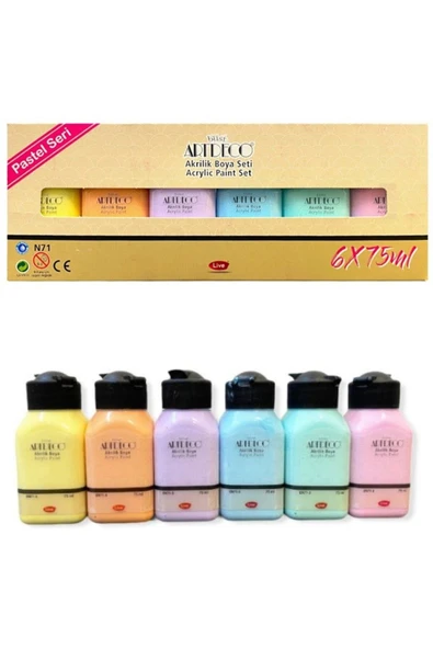 Artdeco Akrilik Boya 6x75ml Set Pastel Renkler ürün görseli 1