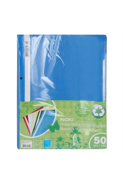 Noki Eco Telli Dosya Plastik Mavi 100'lü Paket - Resim 2