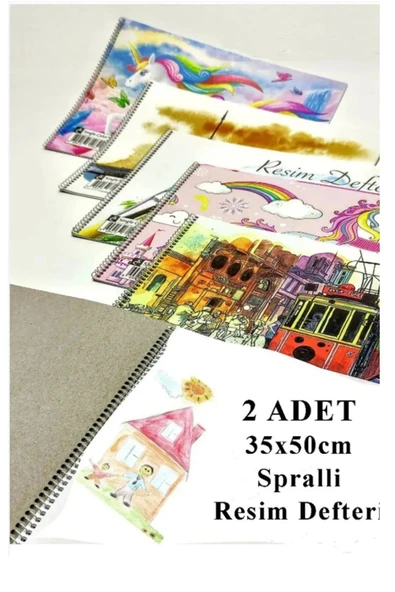 everart Resim Defteri 15 Yaprak 35x50 cm 2 Adet Spiralli Büyük Boy Resim Defteri Karton Kapak 110 gr Öğrenci ürün görseli 1