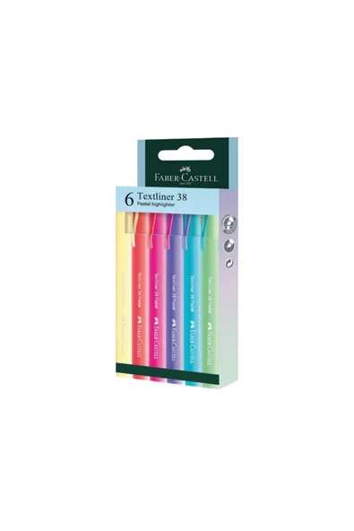 Faber Castell Faber-Castell Fosforlu Kalem 38 Pastel 6x 2022 ürün görseli 1