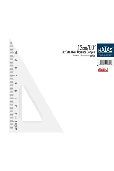 HATAS 12 cm / 60° İlk/Orta Okul Öğrenci Gönyesi ürün görseli 1