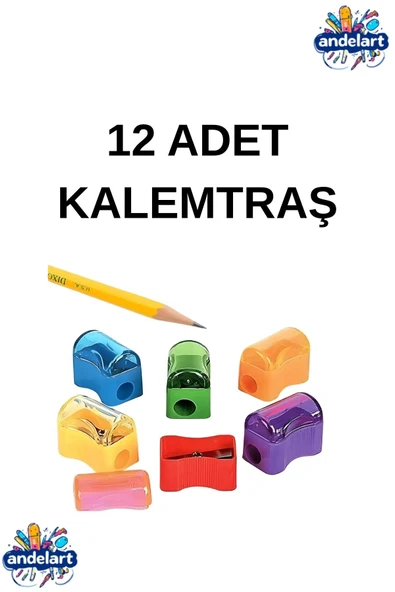 andelart 12 Adet Mini Hazneli Kalemtıraş Kapaklı Kalem Açacağı Kalemtraş ürün görseli 1