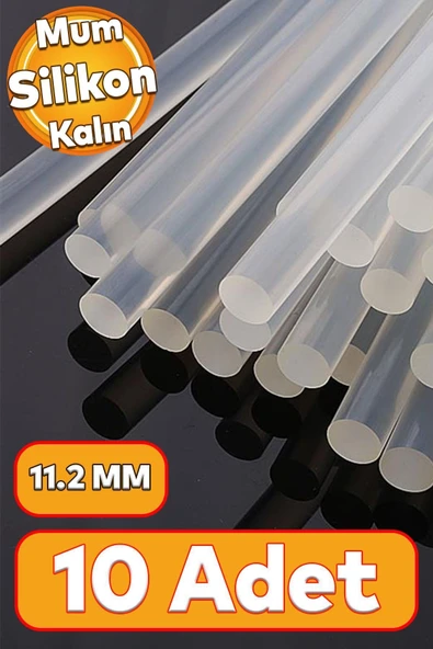 Badem10 Kalın 10 ADET Mum Silikon 11.2 mm Çubuk Sıcak Silikon Hobi Süs Hediyelik Eşya Maket Yapıştırma ürün görseli 1