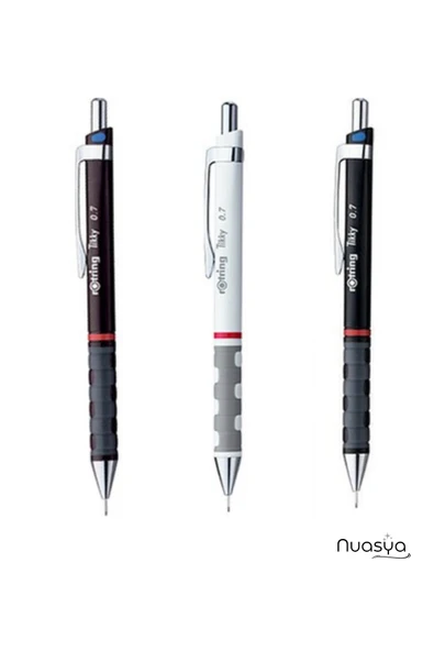 Rotring Tikky Versatil Kalem 0.7 Beyaz Bordo Siyah 3 lü Set ürün görseli 1