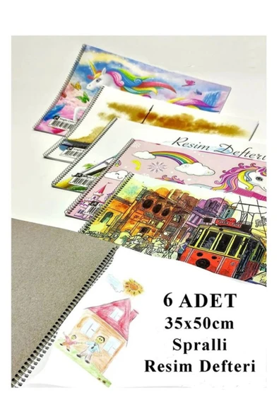 Artlantis Resim Defteri 15 Yaprak 35x50 cm 6 Adet Spiralli Büyük Boy Resim Defteri Karton Kapak 110 gr Öğrenci ürün görseli 1