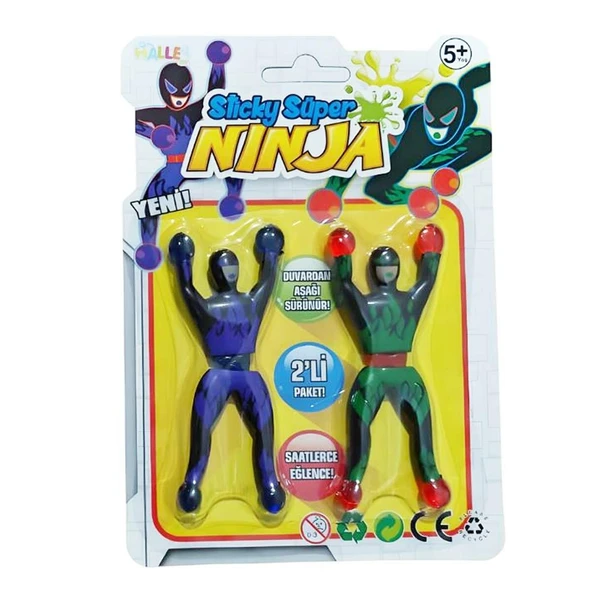 Duvarlarda Dans Eden Ninjalar! 2'li Yapışkan Taklacı Ninja Figürleri – Cam ve Duvar Sürüngeni ürün görseli 1