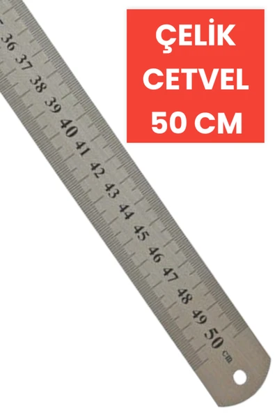 SEYFİKİRTASİYE 50 CM ÇELİK CETVEL METRE PASLANMAZ ürün görseli 1