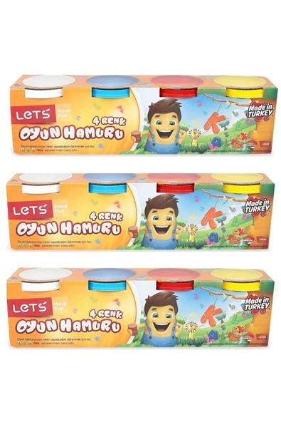 Lets 3'lü Set 4'lü Büyük Boy Oyun Hamuru 4 Renk 460gr ürün görseli 1