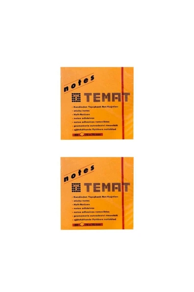 Temat 75 X 75 Mm Fosforlu Turuncu Postit - Yapışkanlı Kağıt 2'li ürün görseli 1