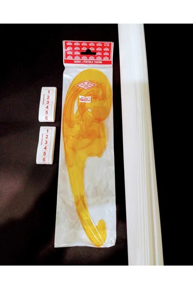 Mikasso Eşel Takımı 3 Lü Büyük Pistole Takımı Ve 10 Adet Yağlı Kağıt Milaj Set - Plastik - Turuncu ürün görseli 1