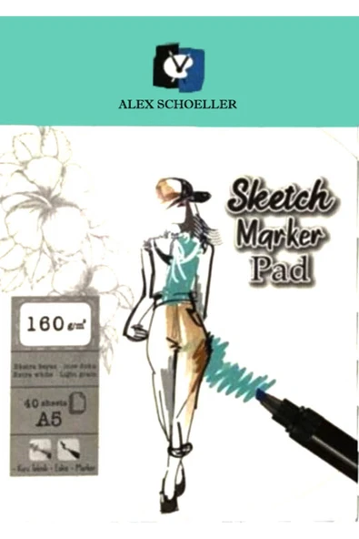Alex Schoeller Ciltli Sketch Marker Pad 160gr A5 40 Yaprak ALX:943 ürün görseli 1