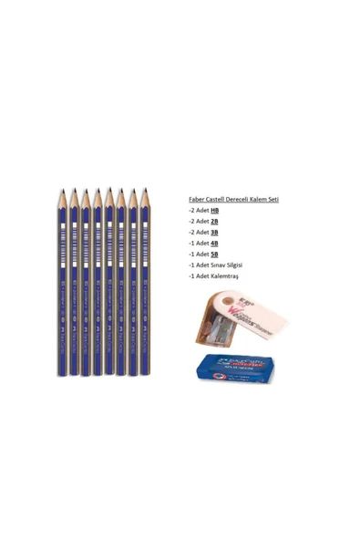 Faber Castell Resim Kalemi Faber Dereceli Kalem Seti Karakalem Seti 5b 4b 3b 2b Hb 8'li Set ürün görseli 1