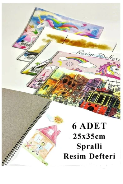 Artlantis Resim Defteri 15 Yaprak 25x35 cm 6 Adet Spiralli Orta Boy Resim Defteri Karton Kapak 110 gr Öğrenci ürün görseli 1