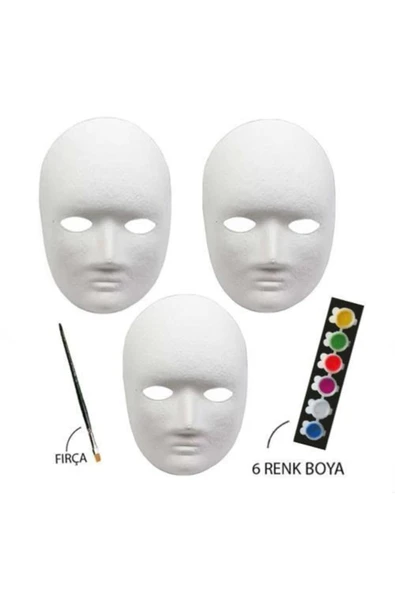 Hobialem Maske Boyama Seti, 3 Lü, Maske, Fırça Ve Boya, Eğitici Maske Boyama ürün görseli 1