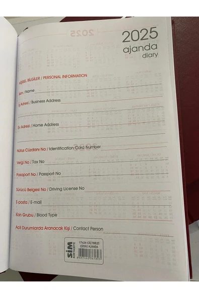 sim kırtasiye 2025 AjANDA Bordo - Resim 2