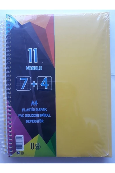 Umut U-deep A4 Büyük Boy 275 Yaprak Ayraçlı Spiralli Plastik Kapaklı 7 Kareli + 4 Çizgili Defter ürün görseli 1