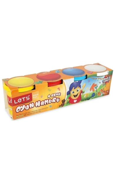 Lets 4'lü Büyük Boy Lisanslı Kuruma Yapmaz Oyun Hamuru 4 Renk 600gr ürün görseli 1