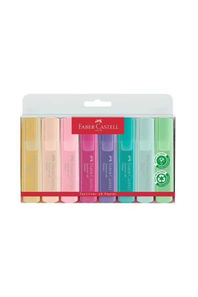 Faber Castell Pastel Renk Fosforlu Kalem Seti,8'li, Su Bazlı, Ergonomik Tasarım, Canlı ve Parlak Renkler ürün görseli 1