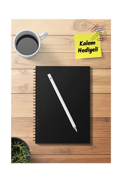 ASYAS HOME Siyah Yapraklı Defter Spiralli 14x20 20 Yaprak 40 Sayfa Ve Beyaz Kalem HEDİYELİ ürün görseli 1